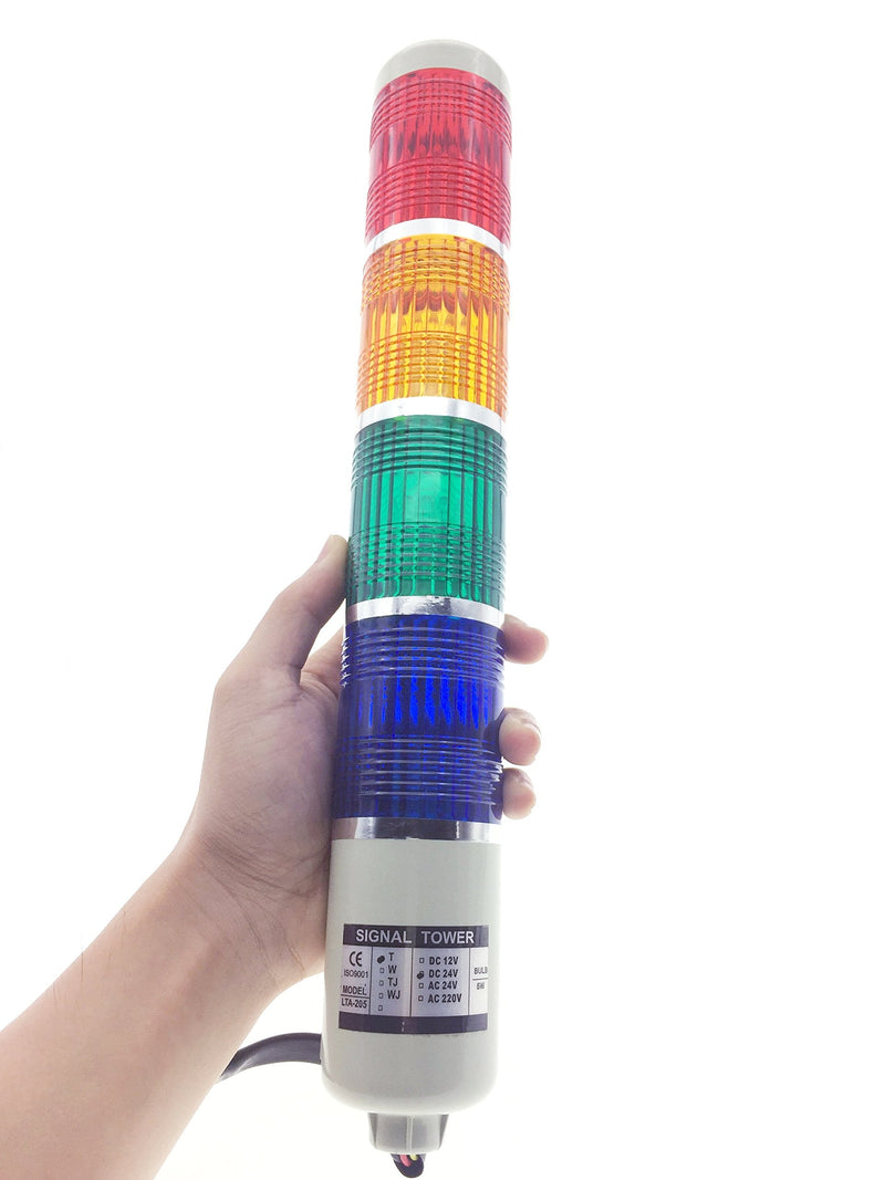 [Australia - AusPower] - YXQ DC 24V 5W Industrial Signal Warning Light, 4 Colors Blub Steady on Red Green Yellow Blue Tower Lamp Stack Alarm 