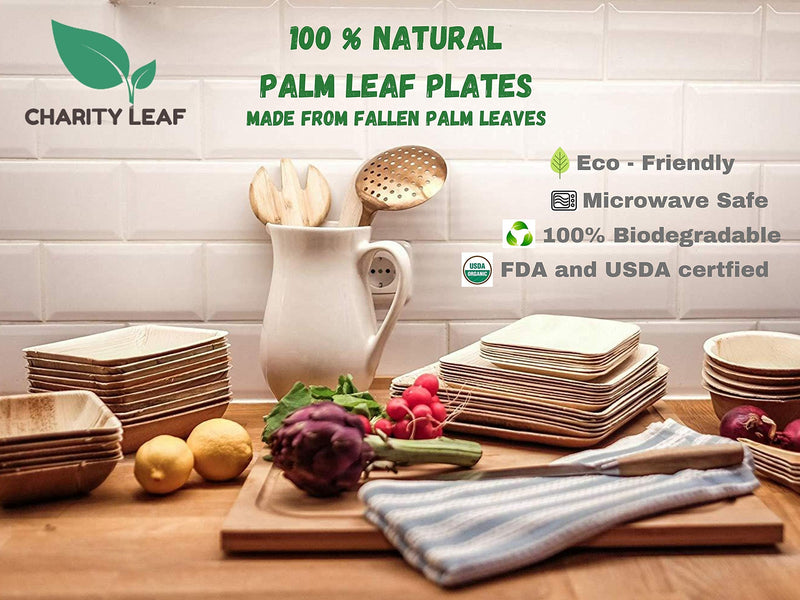 [Australia - AusPower] - Charity Leaf Disposable Palm Leaf Like Bamboo Round Mini Bowl | All Natural and Biodegradable | Charcuterie Boards, BBQs, and Parties | Pack of 25 Bowls (3.5" inch & 2.5 Oz) 3.5 Inch 