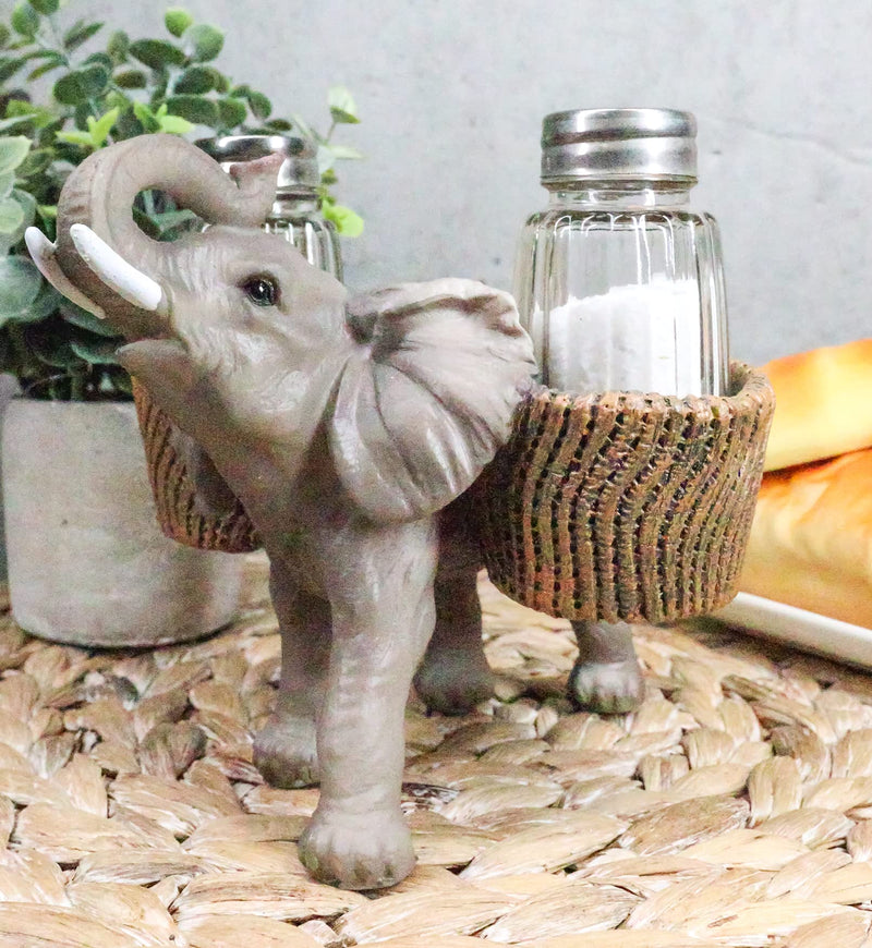 [Australia - AusPower] - Ebros Savanna Calls Trumpeting Elephant Glass Salt And Pepper Shakers Holder Figurine Decor Set 5.75"L 