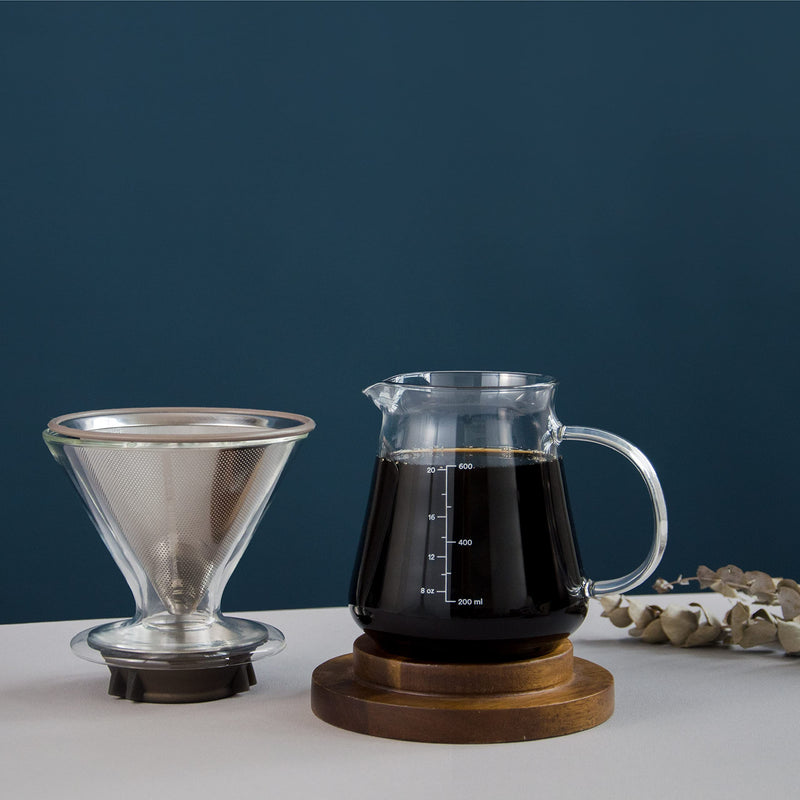 [Australia - AusPower] - Glass Range Coffee Server For Pour Over Coffee & Tea - 800ml/27oz Ovalware Microwave Safe & Heatproof 2.5mm Thick Glass Body 