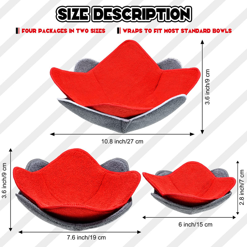 [Australia - AusPower] - 6 Pieces 3 Sizes Bowl Huggers Microwave Bowl Cozy for Adults and Children Hot Cool Cup Huggers Microwave Safe Holder Warm Heat Resistant Multipurpose Reversible Huggers 