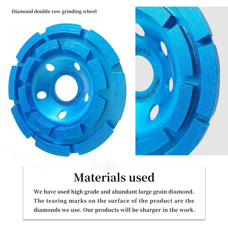 [Australia - AusPower] - HISPED 100mm(4") Double Row Diamond Grinding Wheel Concrete Grinding Wheel for Grinding Concrete and Stone Blue 4" 