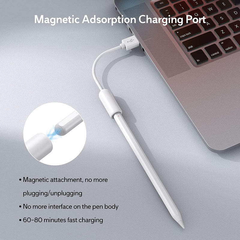 [Australia - AusPower] - Stylus Pen for iPad - Active Digital Stylus Pencil with Magnetic Adsorption, Palm Rejection and Tilt Detection Compatible with Apple iPad 6/7/8th Gen, iPad Pro 11/12.9 inch, iPad Mini, iPad Air 