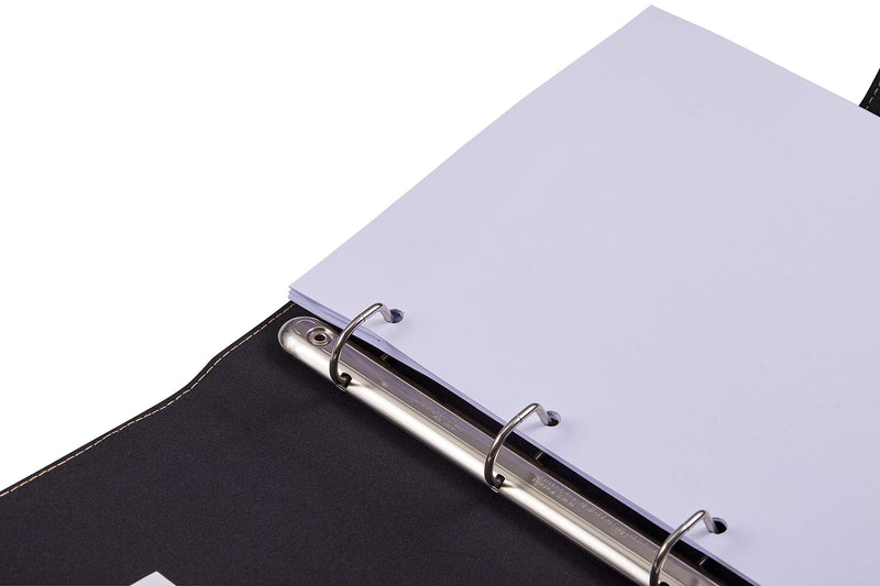[Australia - AusPower] - "It's Academic Mini Executive Leather Portfolio Folder, 1"" Ring Binder and 250-Sheet Capacity, Note Pads, and 5.5"" x 8.5"" Documents, 2 Pen Loops, Black Faux Leather" (98294) 
