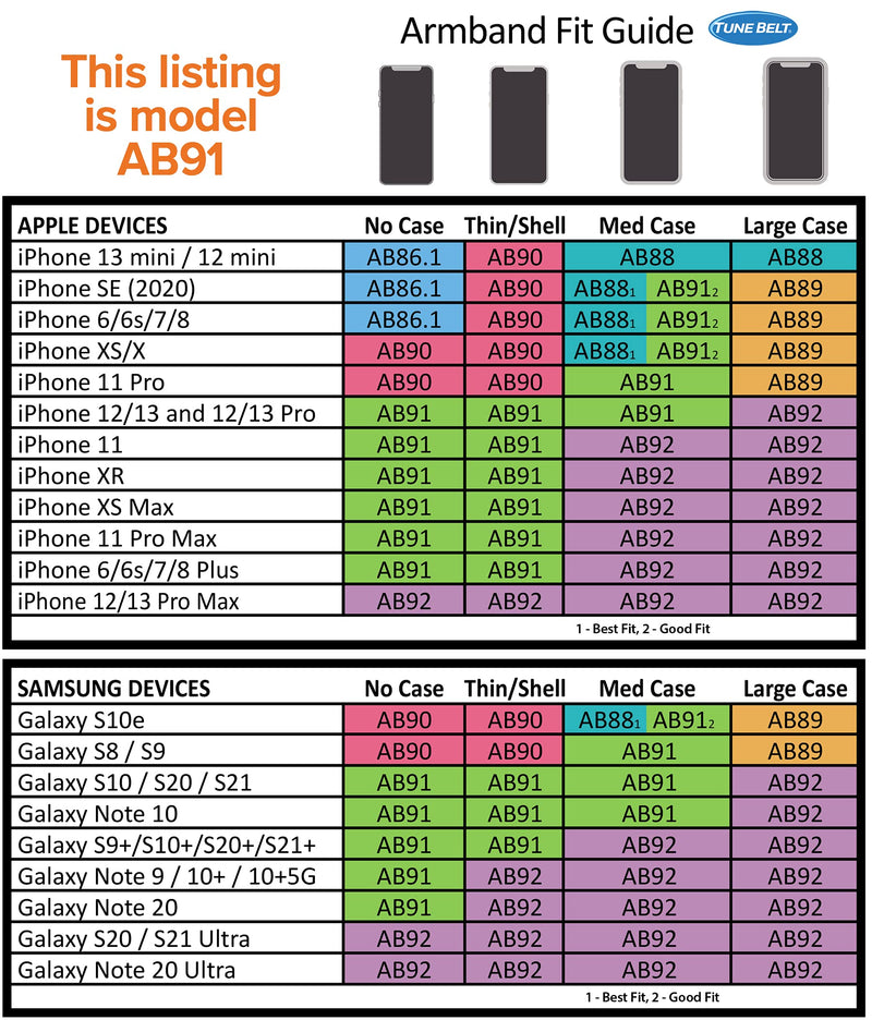 [Australia - AusPower] - Tune Belt AB91 Cell Phone Armband Holder Case for iPhone 13/13 Pro, 12/12 Pro, 11, 11 Pro Max, XS Max, XR, Galaxy S20/S21 Plus & More for Running & Working Out (Black) Silver 