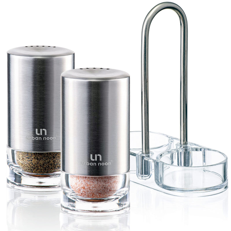 [Australia - AusPower] - Salt and Pepper Shakers with Holder - Elegant Stainless Steel Shaker Set by urban noon 
