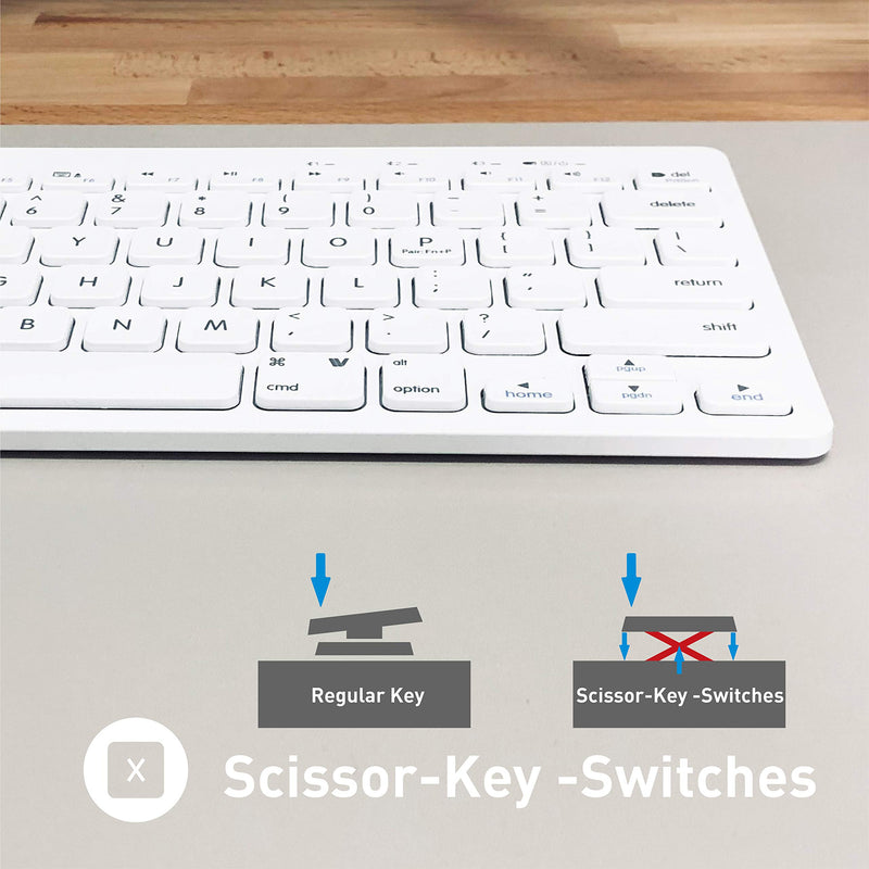 [Australia - AusPower] - Macally Bluetooth Keyboard for Mac - Multi Device Wireless Keyboard for Mac Mini / Pro, Macbook Pro / Air, iMac, iPad, iPhone, PC, Laptop - Compatible Apple Keyboard Wireless Compact with Stand 