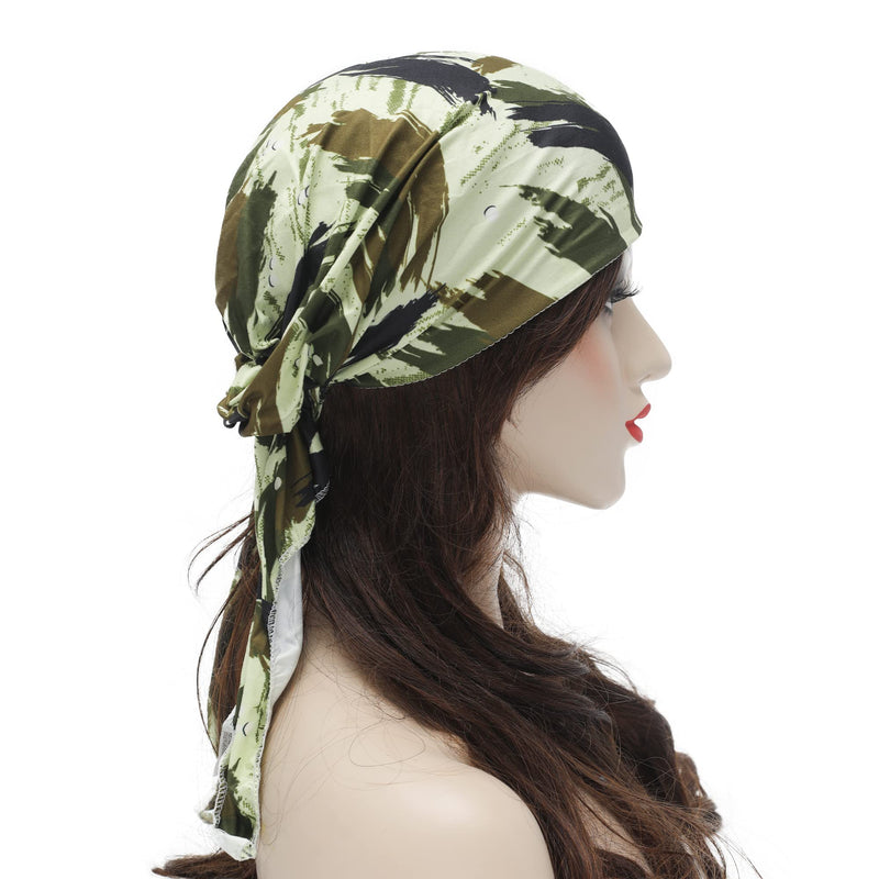 [Australia - AusPower] - ZLYC Chemo Headwear Pre Tied Head Scarf Headwraps Lightweight Turban Beanie Cap for Women Camo Green 