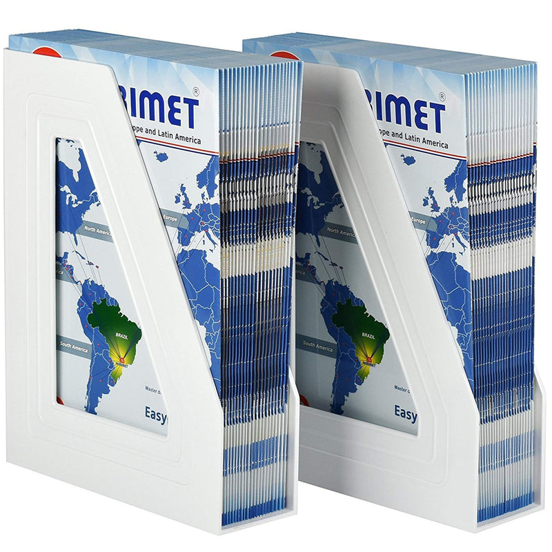 [Australia - AusPower] - Acrimet Magazine File Holder Rack Organizer (Plastic) (White Color) (2 Pack) 