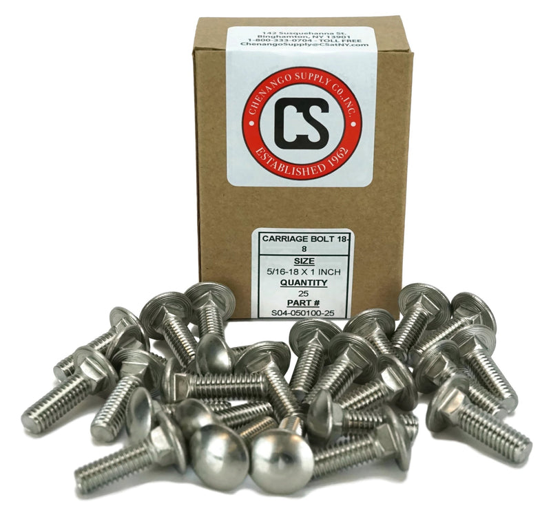 [Australia - AusPower] - Stainless 5/16-18 x 1" Carriage Bolt (1" to 5" Lengths Available in Listing), 18-8 Stainless Steel,25 Pieces (5/16-18x1) 5/16-18x1 