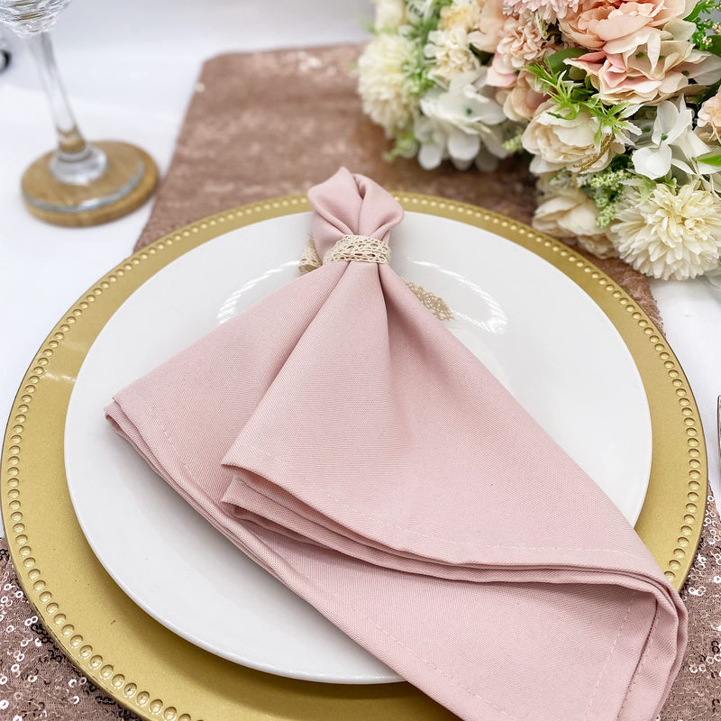 [Australia - AusPower] - Your Chair Covers - 20 Inch Square Premium Polyester Cloth Napkins 10 Pack - Blush, Oversized, Double Folded and Hemmed Table Napkins for Restaurant, Bistro, Wedding, Thanksgiving and Christmas 