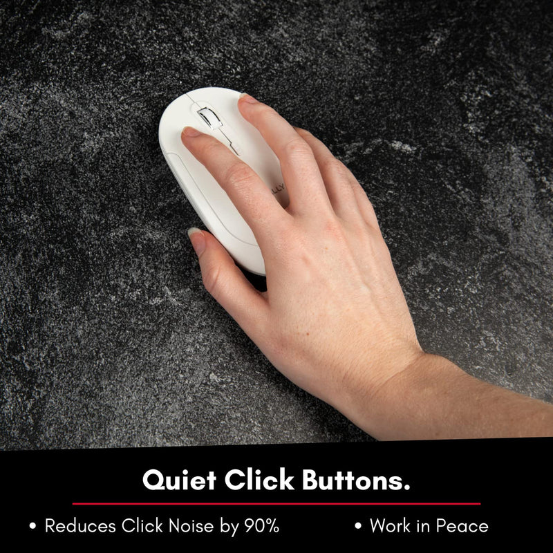 [Australia - AusPower] - Macally Wireless Bluetooth Mouse for Mac, MacBook Pro / Air, iPad, and PC - Quiet Click and Comfortable Wireless Mouse - Compatible Wireless Apple Mouse - White Laptop Mouse Bluetooth 