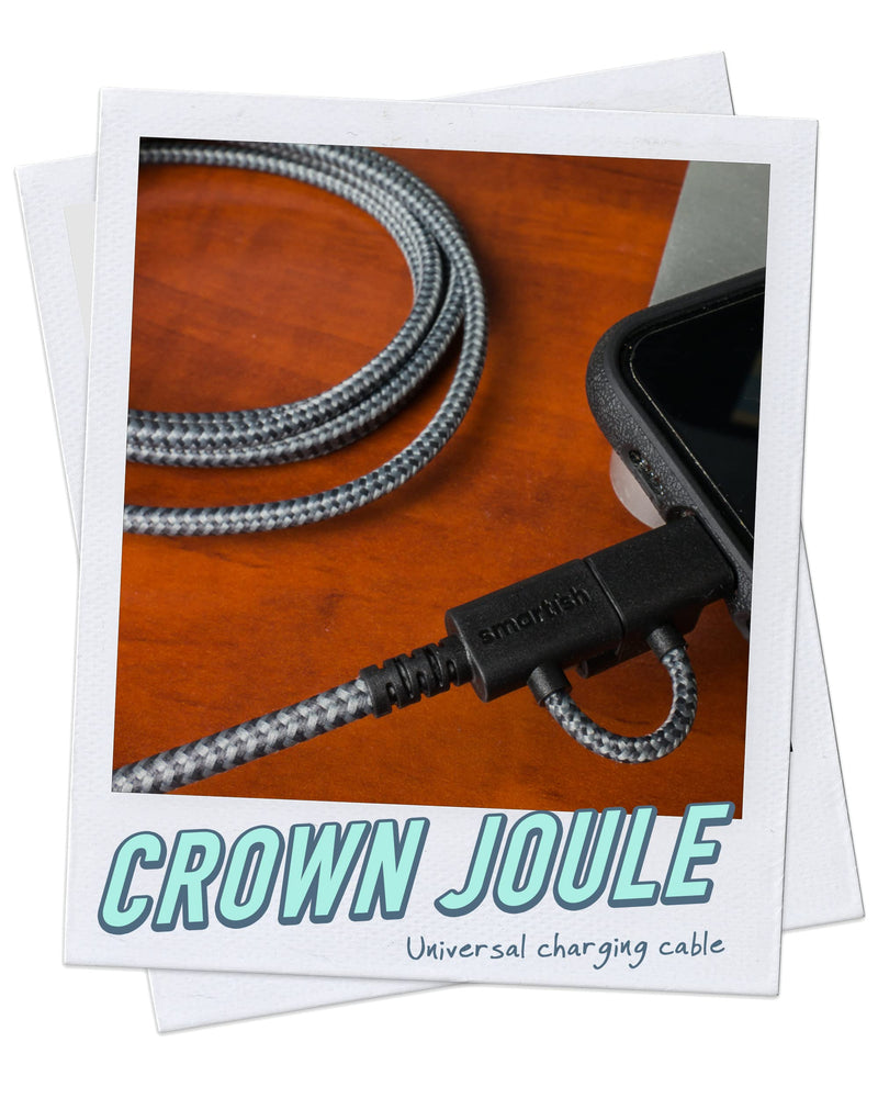 [Australia - AusPower] - Smartish 3-in-1 Universal Fast Fabric Wrapped 6ft Charging Cable - Crown Joule [Micro USB w/Lightning & USB-C Adapters] Apple MFi Certified for iPhone/iPad/Airpods & Android Phones - No.2 Pencil Gray Universal (3-in-1) to USB-A No. 2 Pencil Gray 