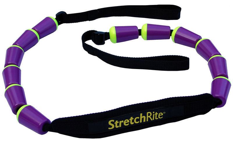 [Australia - AusPower] - StretchRite Physical Therapy Full Body Stretching Strap with Patented Easy Grip Handles for Sore and Tight Muscles, Includes Coaching Guide (Purple/Yellow) Purple/Yellow 