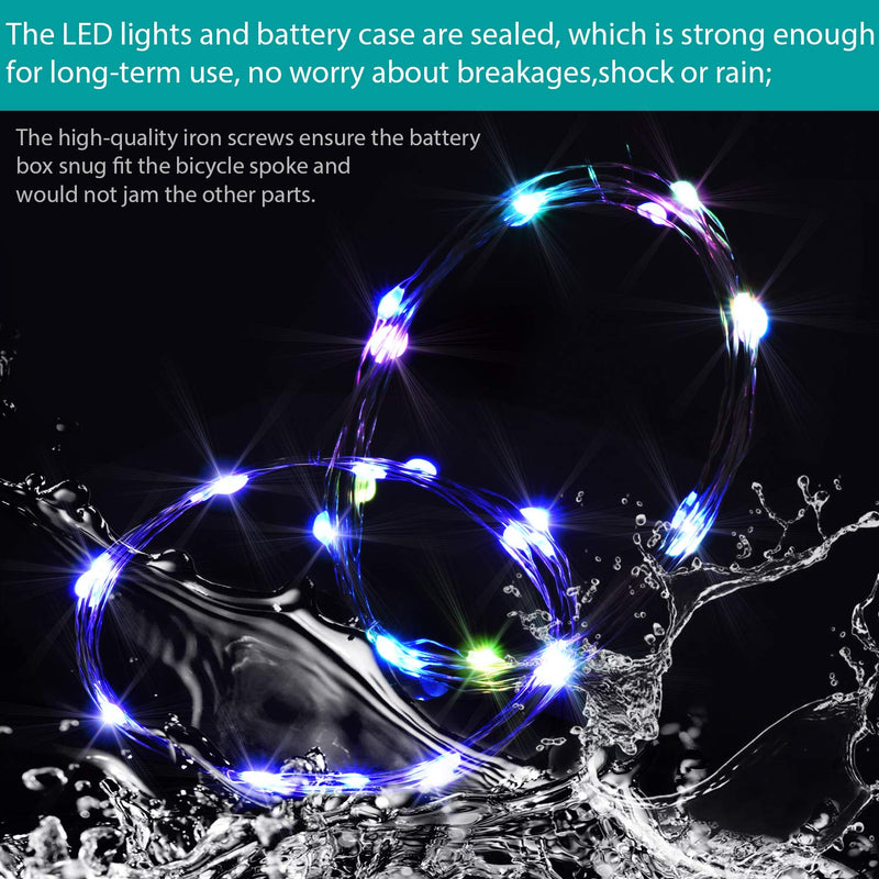 [Australia - AusPower] - Waybelive 2 Pack LED Bike Wheel Light, Remote Control Bicycle Tire LED Light, Wheelchair Light, 16 Color Change by Yourself, Waterproof, Super Bright to Ride at Night, Good Gift for Kids(2 Tires) 