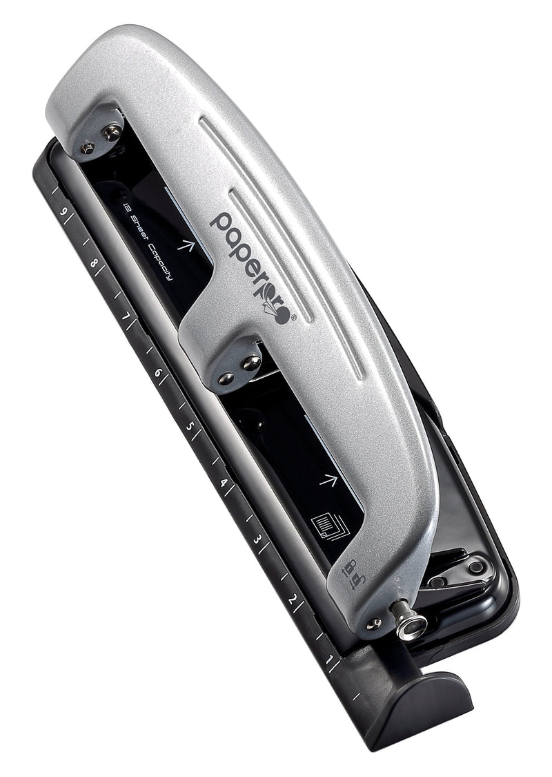 [Australia - AusPower] - PaperPro inPRESS 12 Reduced Effort Three-Hole Punch, Silver/Black (2101) 12 Sheet Black 