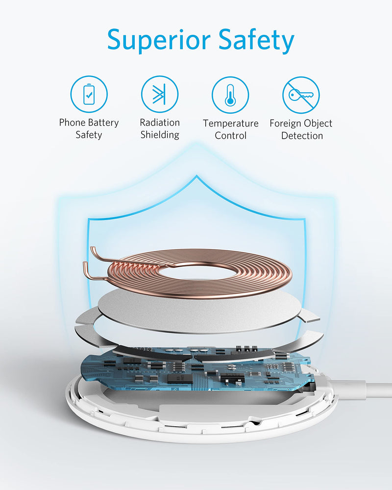 [Australia - AusPower] - Anker 313 Magnetic Wireless Charger (Pad), with 5 ft Built-In USB-C cable, PowerWave Magnetic Pad Lite Only for iPhone 13 / 13 Pro / 13 Pro Max / 13 mini / iPhone 12 / 12 Pro / 12 mini (No AC Adapter) 