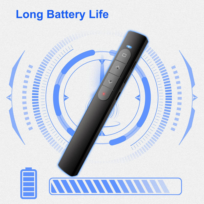 [Australia - AusPower] - Presentation Clicker Wireless Presenter Remote, PowerPoint Clicker with Laser Pointer, Clickers for Presentations Slide Advancer with Volume Control for Mac/Laptop/Computer, USB Remote, Plug and Use Battery 