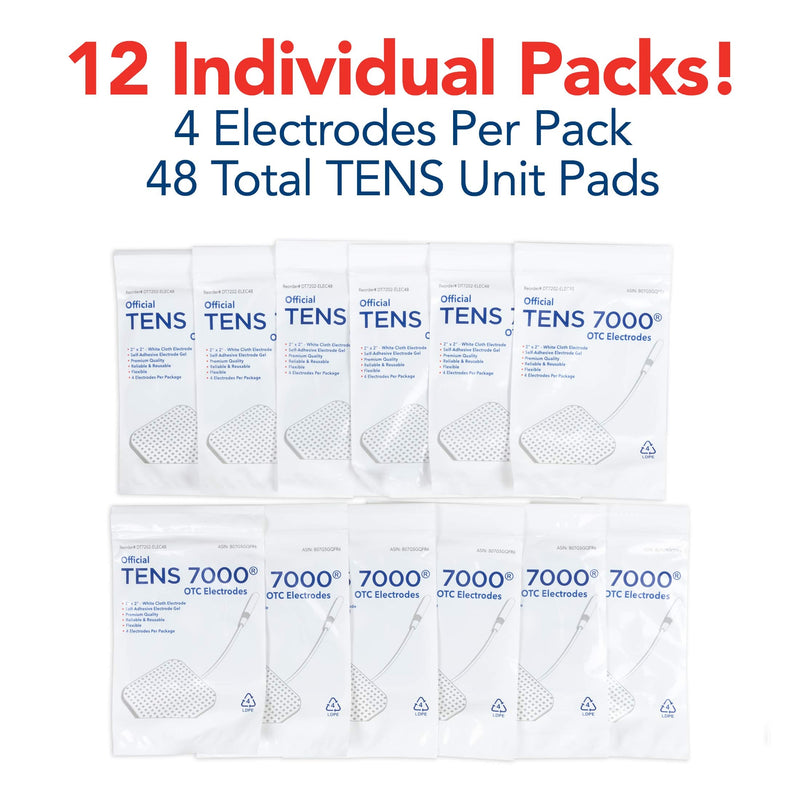 [Australia - AusPower] - TENS 7000 Official TENS Unit Replacement Pads - 48 Pack, Premium Quality OTC TENS Unit Pads, 2" X 2" - Compatible with Most TENS Machines, Replacement Electrodes Value Pack 