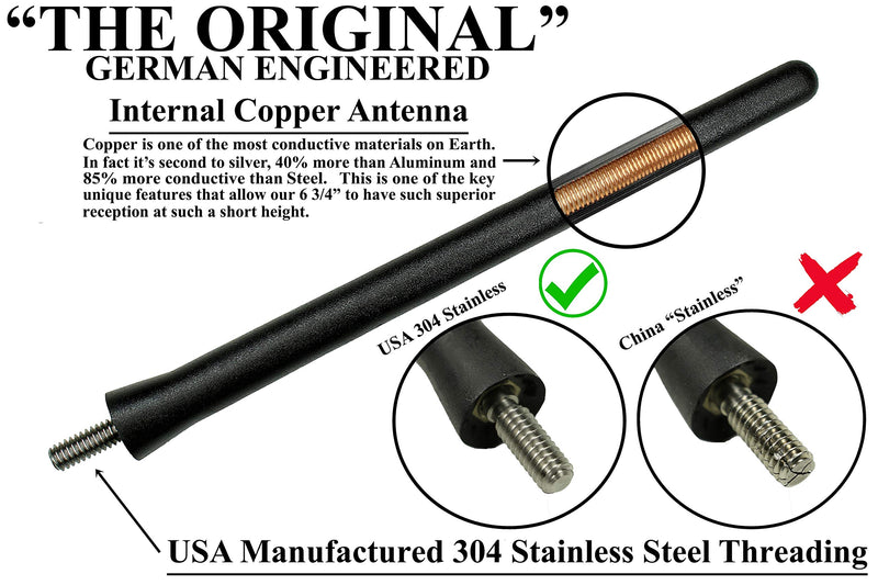 [Australia - AusPower] - AntennaMastsRus - The Original 6 3/4 Inch is Compatible with Ford Excursion (2000-2005) - Car Wash Proof Short Rubber Antenna - Internal Copper Coil - Premium Reception - German Engineered 6 3/4" Inch - PREMIUM CHOICE Black 
