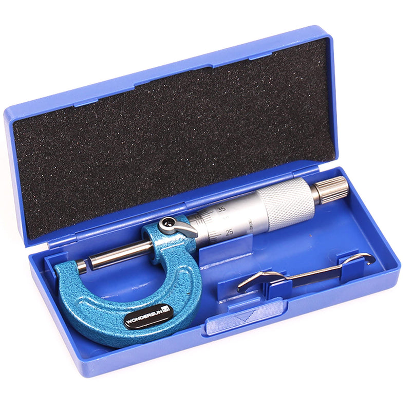 [Australia - AusPower] - Outside Micrometer 0-1" Measuring Range 0.0001" Resolution Measuring Tool Measurements Mechanist Tools Blue 