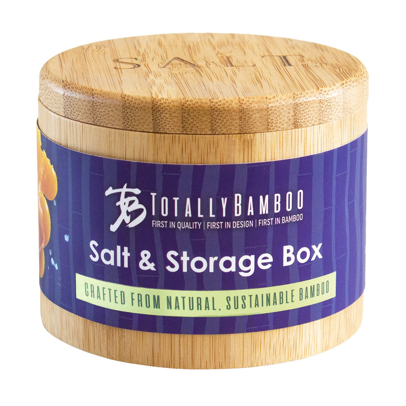 [Australia - AusPower] - Totally Bamboo Salt Cellar Bamboo Storage Box with Magnetic Swivel Lid, 6 Ounce Capacity, "Salt" Engraved on Lid 