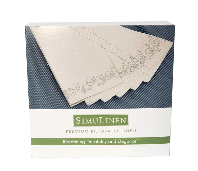 [Australia - AusPower] - SimuLinen Disposable Guest Bathroom Hand Towels - SILVER FLORAL Design - Linen-Feel Disposable Paper Towels, Cloth-Like Texture, Single-Use - Perfect Size: 12x17” Unfolded & 8.5x4” Folded - Box of 100 