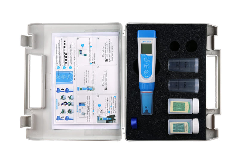 [Australia - AusPower] - Apera Instruments, LLC-AI314 Premium Series EC60 Waterproof Conductivity Pocket Tester Kit, ±1% F.S Accuracy, Easy Switch of EC/TDS/Salinity, Replaceable Probe 
