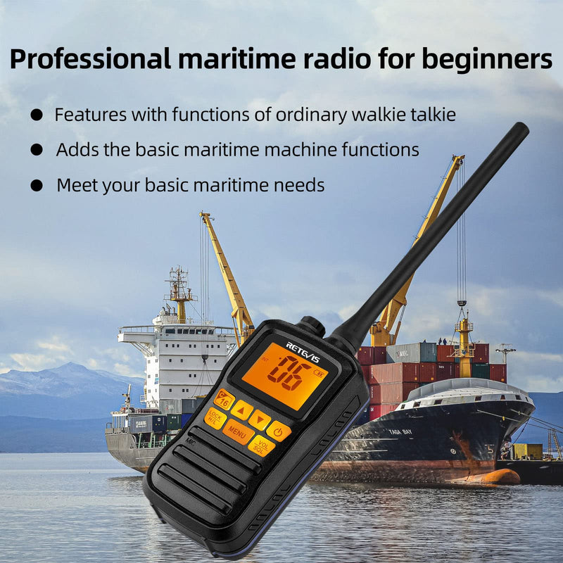 [Australia - AusPower] - Retevis RM01 Handheld Marine Radio,IP67 Waterproof Floating Marine Two-Way Radios,NOAA Weather Alert Ship to Shore,Tri-Watch,Marine Radio for Boats (1 Pack) 