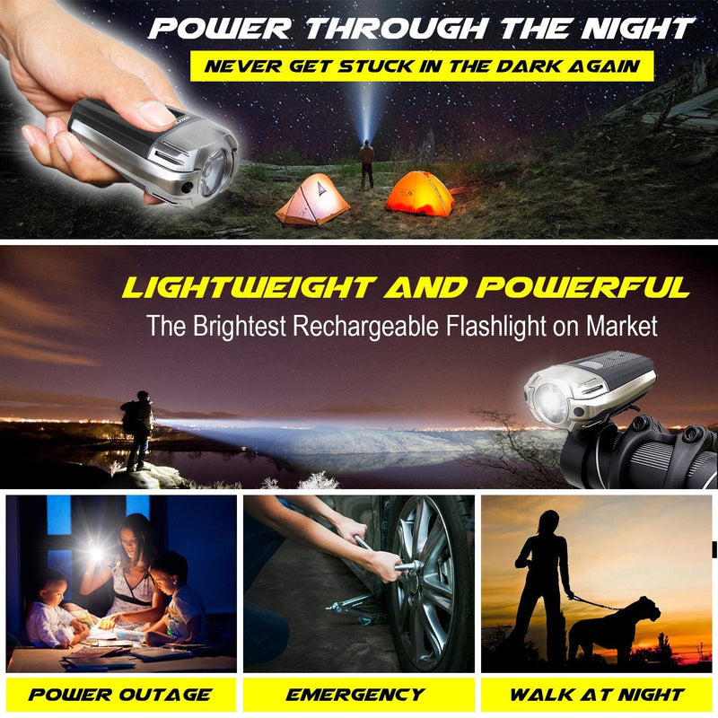 [Australia - AusPower] - BLITZU Gator 390 USB Rechargeable LED Bike Light Set, Bicycle Headlight Front Light & Free Rear Back Tail Light. Waterproof, Easy to Install for Kids Men Women Road Cycling Safety Commuter Flashlight Black 