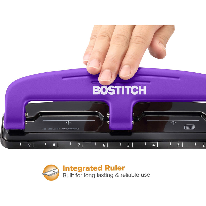 [Australia - AusPower] - Bostitch Office EZ Squeeze Reduced Effort 3-Hole Punch, 12 Sheets, Purple,black , 1.6" x 3" x 11" 