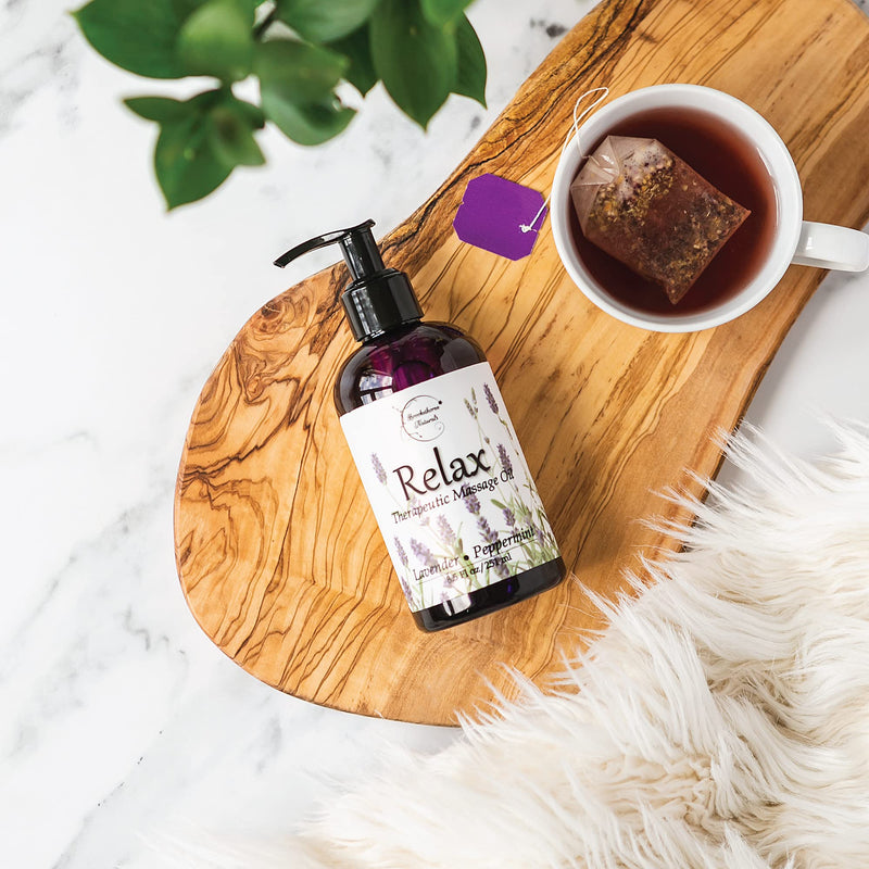 [Australia - AusPower] - Relax Therapeutic Body Massage Oil - with Best Essential Oils for Sore Muscles & Stiffness – Lavender, Peppermint & Marjoram - All Natural - with Sweet Almond, Grapeseed & Jojoba Oil 8oz 