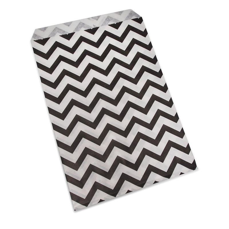 [Australia - AusPower] - CuteBox Company 5" x 7" Chevron Pattern Flat Paper Gift Bags 100pcs for Retail, Packaging, Party Favors, Merchandise, Crafts, Handmade Goods, Arts and Crafts, Outdoor Events, Holidays, Weddings 5" x 7" Black 