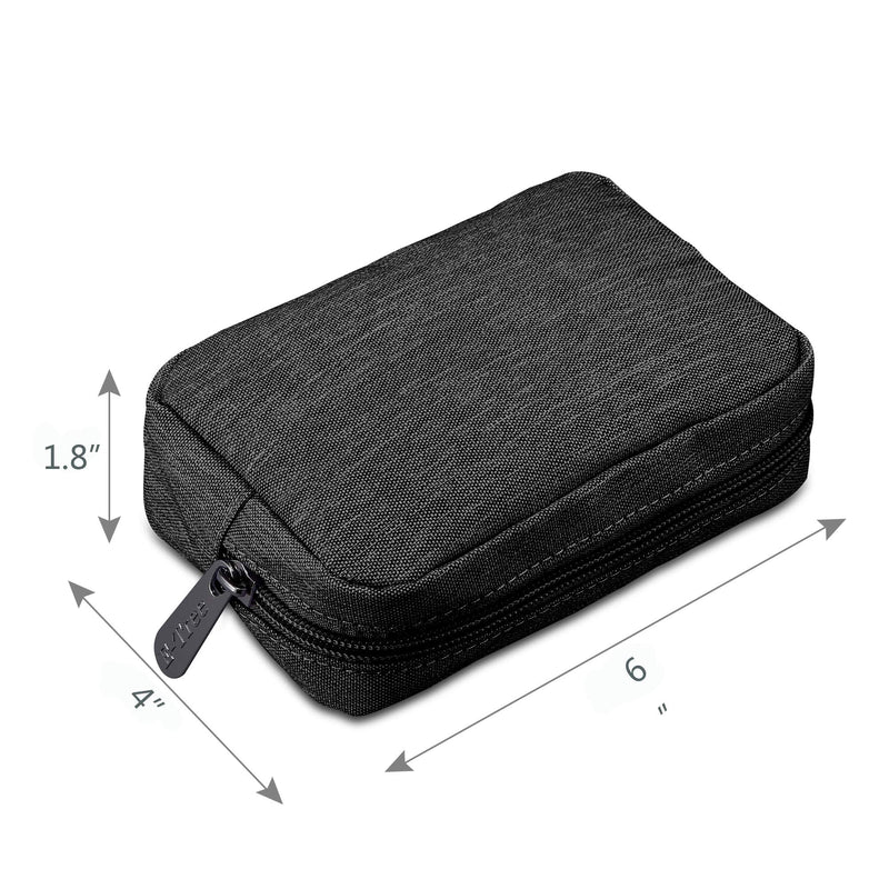 [Australia - AusPower] - E-Tree 7 inch Canvas Zippered Small Bag, Mini Travel Makeup Carrying Case, Cosmetic Bag, Portable Electronics Accessories Organizer, Tiny Coin Purse Wallet, Little Pouch for Little Items, Black 6" X 1.8" X 4" 