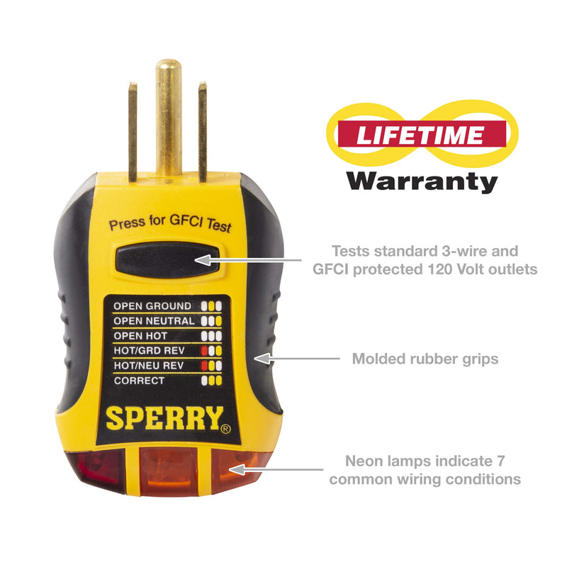 [Australia - AusPower] - Sperry Instruments STK001 Non-Contact Voltage Tester (VD6504) & GFCI Outlet / Receptacle Tester (GFI6302) Kit, Electrical AC Voltage Detector, Yellow & Black 