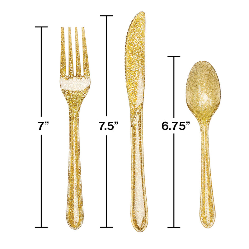 [Australia - AusPower] - Creative Converting 24-Piece Premium Plastic Assorted Cutlery, Glitz Gold Glitter - 019805 1 