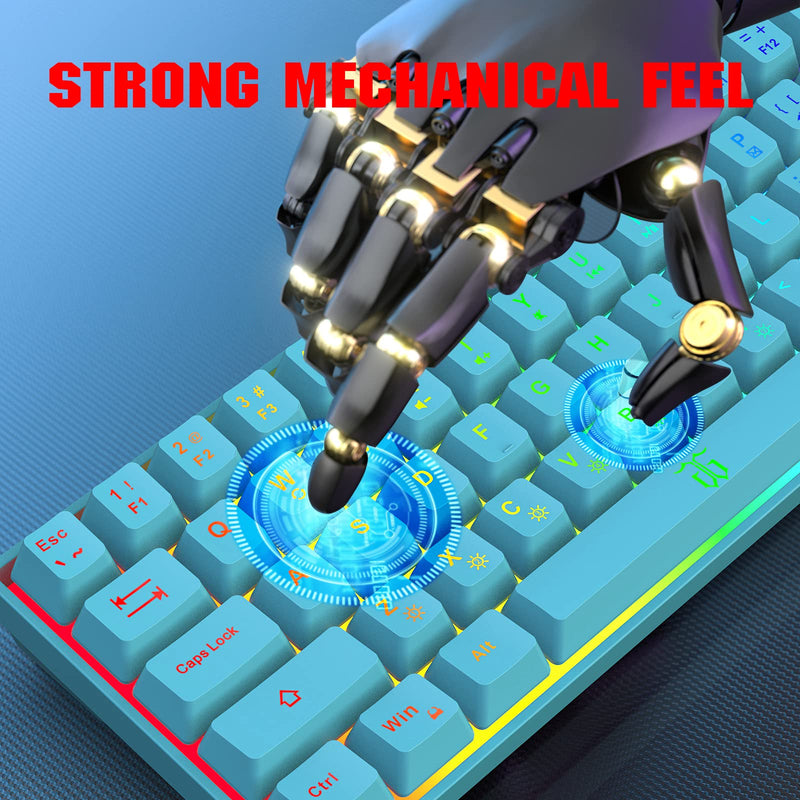 [Australia - AusPower] - Snpurdiri 60% Membrane Gaming Keyboard,RGB Compact Wired Small Keyboard, Strong Mechanical Feel for PC/Mac Gamer, Typist, Travel, Easy to Carry on Business Trip(68 Keys,Blue) Blue 