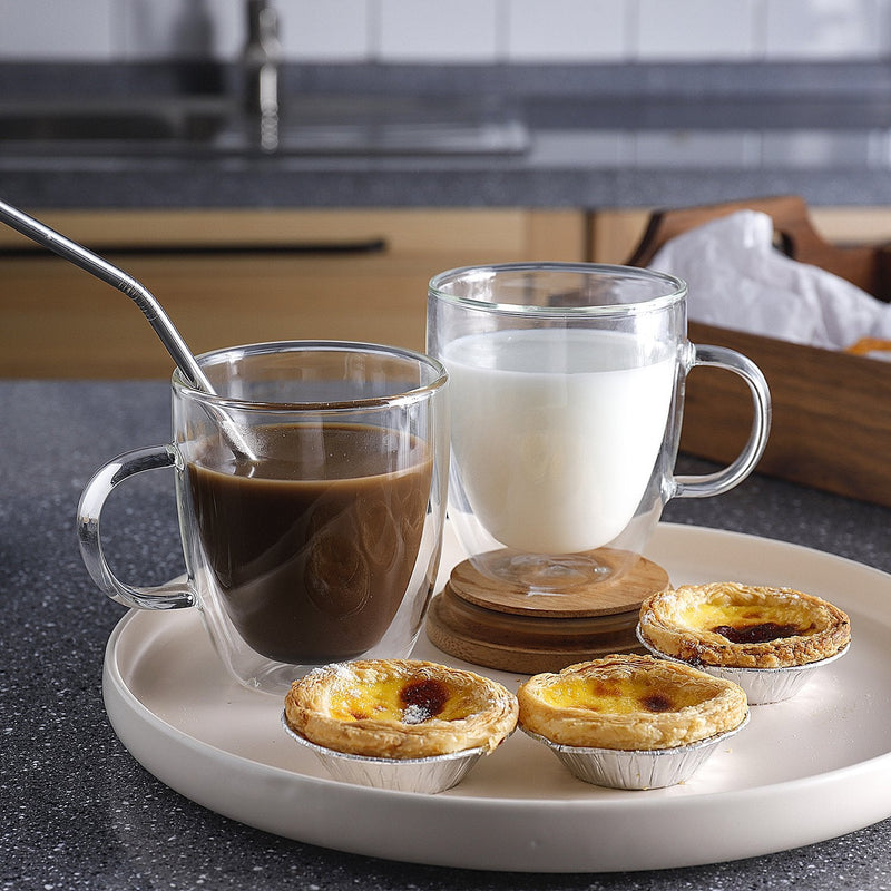 [Australia - AusPower] - Sweese 413.101 Glass Coffee Mugs - 12.5 oz Double Walled Insulated Mug Set with Handle, Perfect for Latte, Americano, Cappuccinos, Tea Bag, Beverage, Set of 2 