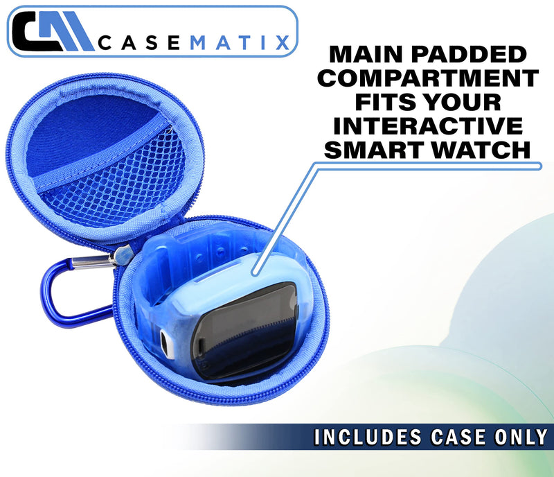 [Australia - AusPower] - CASEMATIX Carry Case Compatible with KidiZoom Smartwatch DX3, Verizon GizmoWatch 2 - Protective Travel Case with Accessory Pouch and Carabiner for Backpack, Includes Case Only (Blue) 