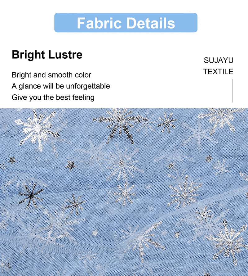 [Australia - AusPower] - SUJAYU Sheer Fabric, Snowflake Silver Foil Organza Fabric, Snowflake Tablecloth Birthday Party Supplies Party Decorations, Christmas Tree Skirt Christmas Decorations Clearance (59" x 118", Blue) 59" x 118" 