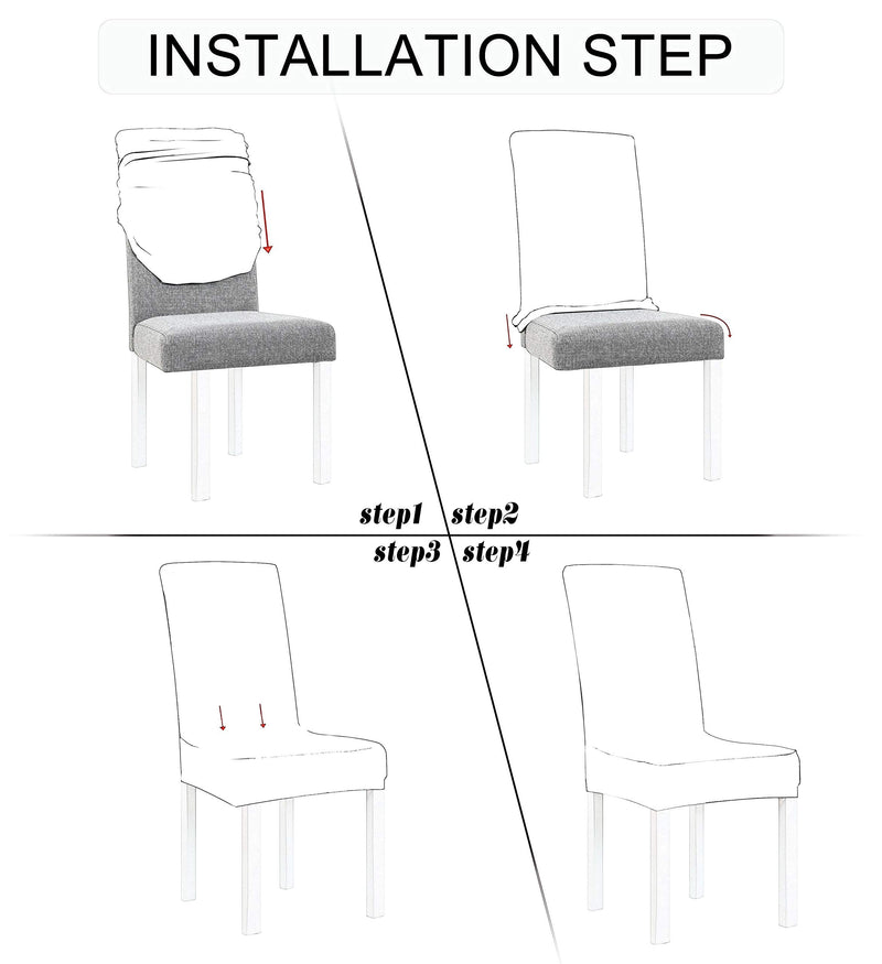 [Australia - AusPower] - Obstal Black Stretch Spandex Dining Room Chair Covers – Set of 4 Universal Removable Washable Chair Seat Slipcovers Protector for Kitchen, Ceremony, Wedding, Banquet, Hotel and Party Pure Black 