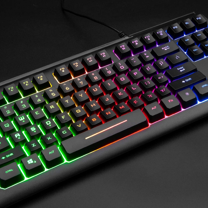 [Australia - AusPower] - Rii Primer RGB Compact Gaming Office Keyboard RK104,Backlight Keyboard,Small 87 Keys No Number Pad Keyboard for Windows PC Laptop Desktop 