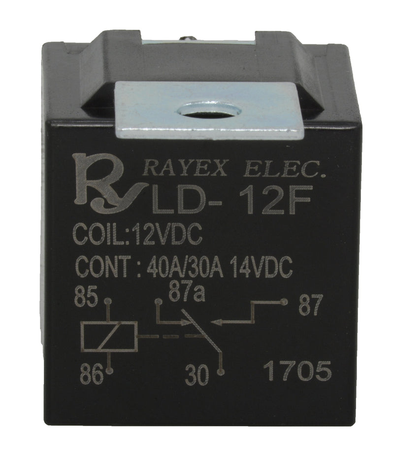 [Australia - AusPower] - Rayex LD-12F-R Plastic Enclosed-Style Relay, Spdt, 12V, 40A, 87 Ohms Coil, 5 Pin, 1.10" Width, 1.10" Length (Pack of 2) 