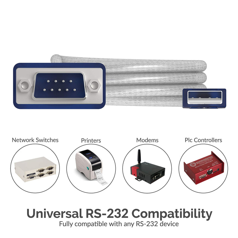 [Australia - AusPower] - Sabrent USB 2.0 to Serial (9-Pin) DB-9 RS-232 Converter Cable, Prolific Chipset + 22AWG 10 Feet USB 3.0 Extension Cable 