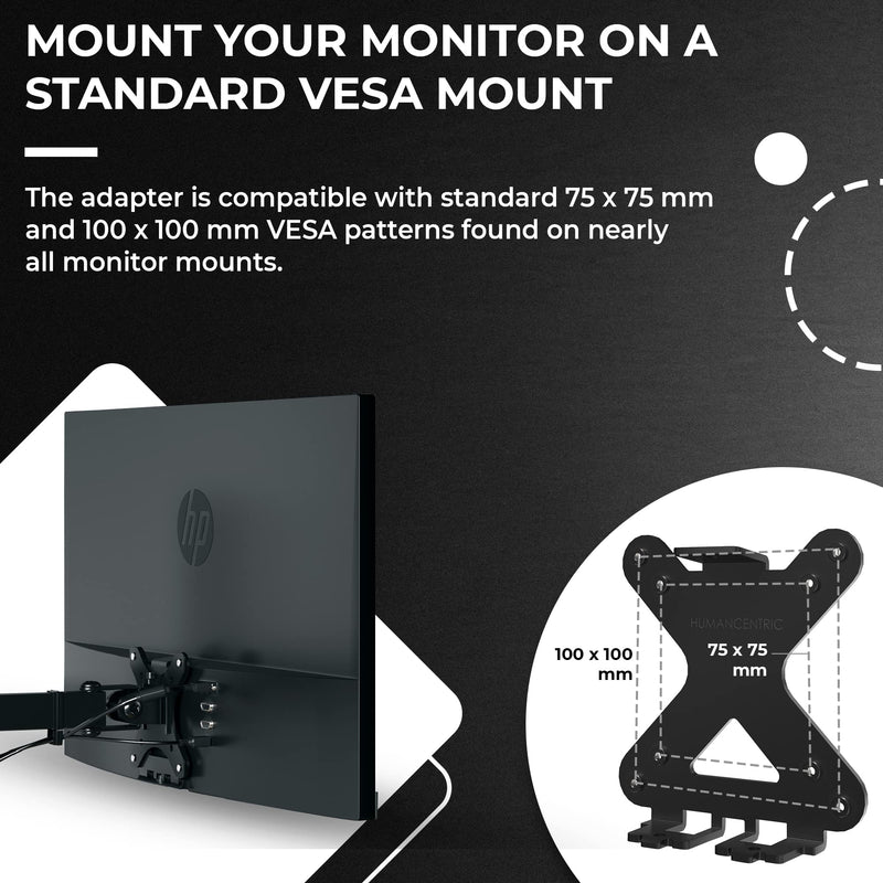 [Australia - AusPower] - HumanCentric VESA Mount Adapter for HP Pavilion 27xw, 25xw, 24xw, 23xw, 22xw, 22cwa, 27cw, 25cw, 24cw, 23cw, and 22cw Monitors 