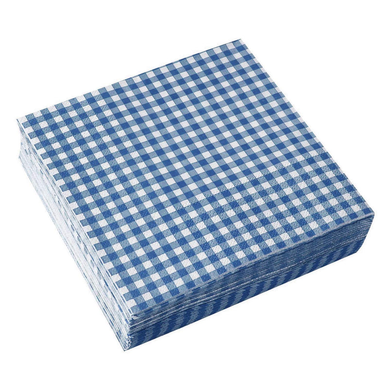 [Australia - AusPower] - Gatherfun Disposable Paper Napkins Blue and White Gingham for Dinner Picnic and Parties (Pack of 50) Blue Plaid 50 Count (Pack of 1) 