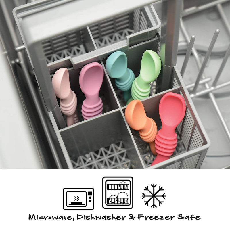 [Australia - AusPower] - PrimaStella Silicone Rainbow Chew Spoon Set for Babies and Toddlers | Safety Tested | BPA Free | Microwave, Dishwasher and Freezer Safe 