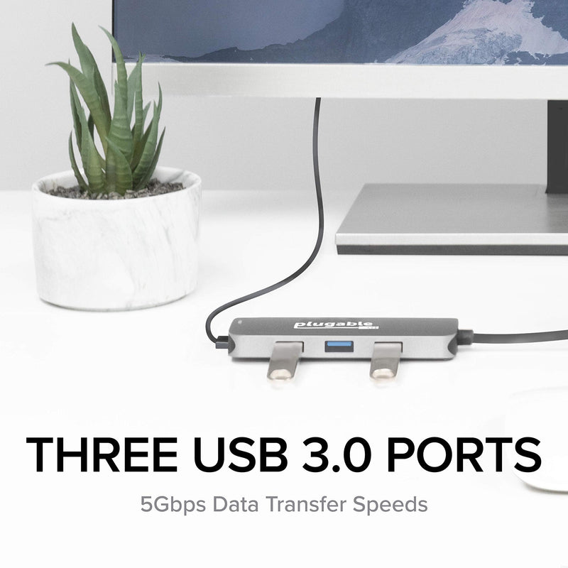 [Australia - AusPower] - Plugable USB-C Hub 7-in-1, Compatible with Mac, Windows, Chromebook, USB4, Thunderbolt 4, and More (4K HDMI, 3 USB 3.0, SD & microSD Card Reader, 87W Charging) 