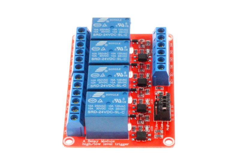 [Australia - AusPower] - NOYITO 4 Channel Relay Module High Low Level Trigger With Optocoupler Isolation Load DC 30V AC 250V 10A for PLC Automation Equipment Control Industrial Control (4-Channel 24V) 4-Channel 24V 