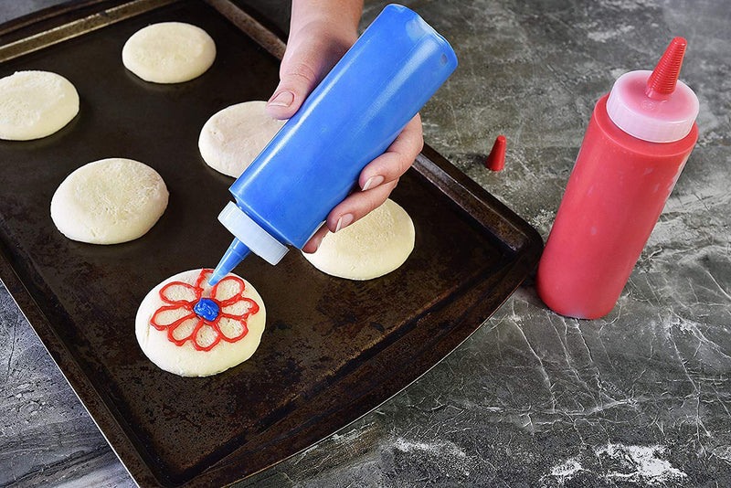 [Australia - AusPower] - Pinnacle Mercantile 12 Pack Condiment Squeeze Bottles 8-ounce Red Cap Soft Squeeze for Icing, Ketchup, Frosting, Cookie Decorating, Sauces 
